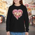 Melting Baseball Drip Heart Softball Player Lover Ice Cream Youth Long Sleeve Tee