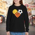 Mom Sports Heart Soccer Basketball Baseball Softball Youth Long Sleeve Tee