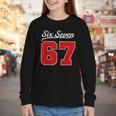 Number 67 Numbered Six Seven Baseball Jersey Style Team 67 Youth Long Sleeve Tee