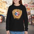 Puerto Rican Flag Baseball Player Boricua Pride Beisbol PR Youth Long Sleeve Tee
