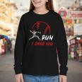 Run Steal I Dare You Humor Baseball Catcher Vintage Youth Long Sleeve Tee