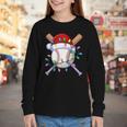 Santa Sports Christmas Baseball Player Youth Long Sleeve Tee