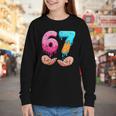 Six Seven 6-7 Baseball Ice Cream Drip 67 Meme Hands Youth Long Sleeve Tee