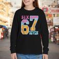 Six Seven Drip Baseball Player Number 67 Or 67th Birthday Youth Long Sleeve Tee