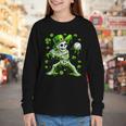 St Patricks Day Baseball Skeleton Irish Leprechaun Hat Boys Youth Long Sleeve Tee