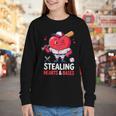Stealing Hearts And Bases Baseball Player Valentine's Day Youth Long Sleeve Tee Stealing Hearts And Bases Baseball Player Valentine's Day Youth Long Sleeve Tee