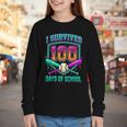 I Survived 100 Days Of School Baseball Drip Youth Long Sleeve Tee
