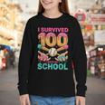 I Survived 100 Days Of School Baseball Ice Cream Drip Youth Long Sleeve Tee