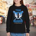 T1D Warrior Baseball Drip Diabetes Awareness Blue Ribbon Youth Long Sleeve Tee