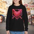 Valentines Day Baseball Red Heart Dab Boys Girls Kids Youth Long Sleeve Tee