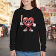 Valentines Day Heart Playing Baseball Boys Men Kids Girls Youth Long Sleeve Tee