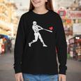 Valentines US Baseball Player Silhouette Heart Youth Long Sleeve Tee Valentines US Baseball Player Silhouette Heart Youth Long Sleeve Tee