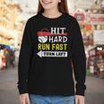 Women's Hit Hard Run Fast Turn Left Baseball Quote Fan Coach Youth Long Sleeve Tee Women's Hit Hard Run Fast Turn Left Baseball Quote Fan Coach Youth Long Sleeve Tee