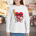 Heart Playing Baseball Valentines Day Youth Long Sleeve Tee Heart Playing Baseball Valentines Day Youth Long Sleeve Tee