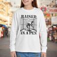 Raised In a Pen Baseball Pitcher Saying Bullpen Youth Long Sleeve Tee Raised In a Pen Baseball Pitcher Saying Bullpen Youth Long Sleeve Tee