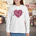 Valentine's Day Baseball Heart Softball Player Sports Lover Youth Long Sleeve Tee