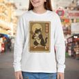 Vintage Japanese Ukiyo-e Baseball Cat Batting Youth Long Sleeve Tee