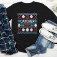 Baseball Catcher Ugly Christmas Sweater Pattern Sports Xmas Youth Long Sleeve Tee