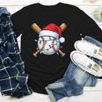 Baseball Christmas Lights Santa Christmas Baseball Player Youth Long Sleeve Tee
