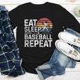 Baseball Fan Vintage Retro Eat Sleep Baseball Repeat Youth Long Sleeve Tee
