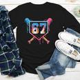 Baseball Ice Cream Drip Number 67 Player 67th Birthday 6 7 Youth Long Sleeve Tee