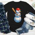 Baseball Snowman Merry Christmas Xmas Pajamas Men Women Kids Youth Long Sleeve Tee