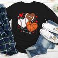 Cute Heart Baseball Basketball Football Valentine Boy Men Youth Long Sleeve Tee