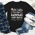 Most Likely To Play Baseball With Santa Christmas Matching Youth Long Sleeve Tee