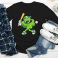 Lucky Shamrock Playing Baseball St Patrick's Kids Boys Youth Long Sleeve Tee