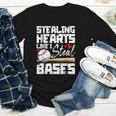 Stealing Hearts Like I Steal Bases Baseball Valentines Youth Long Sleeve Tee