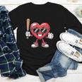 Valentines Day Heart Playing Baseball Boys Men Kids Girls Youth Long Sleeve Tee
