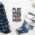Play Hard Pray Hard Youth Boy Christian Baseball Jesus Youth Long Sleeve Tee