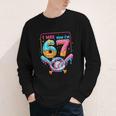 7th Birthday Boys I Was 6 Now I'm 7 Baseball Ice Cream Drip Youth Long Sleeve Tee