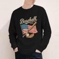 American Flag Baseball Player Bat Fan Catcher Pitcher USA Youth Long Sleeve Tee American Flag Baseball Player Bat Fan Catcher Pitcher USA Youth Long Sleeve Tee