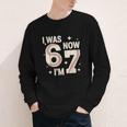 Baseball 7th Birthday 6 7 Years Old I Was 6 Now I'm 7 Youth Long Sleeve Tee
