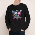 Baseball Ice Cream Drip I Hit 100 Days Of School Boys Kids Youth Long Sleeve Tee