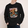 Baseball Player Christmas Gingerbread Smashing Through Snow Youth Long Sleeve Tee Baseball Player Christmas Gingerbread Smashing Through Snow Youth Long Sleeve Tee