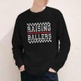 Baseball Player Raising Ballers Game Day Respect The Drip Youth Long Sleeve Tee Baseball Player Raising Ballers Game Day Respect The Drip Youth Long Sleeve Tee