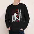Baseball Silhouette Heart USA Flag Hearts American Boys Kids Youth Long Sleeve Tee