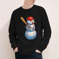 Baseball Snowman Merry Christmas Xmas Pajamas Men Women Kids Youth Long Sleeve Tee