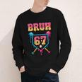Bruh Baseball Ice Cream Drip Number 67 Player 67th Birthday Youth Long Sleeve Tee Bruh Baseball Ice Cream Drip Number 67 Player 67th Birthday Youth Long Sleeve Tee
