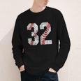 Distressed Baseball Number 32 Jersey Uniform Player Fan Youth Long Sleeve Tee Distressed Baseball Number 32 Jersey Uniform Player Fan Youth Long Sleeve Tee