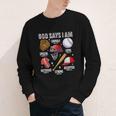 God Says I Am Baseball Player Catcher Pitcher Boys Men Youth Long Sleeve Tee