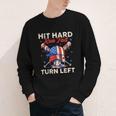 Hit Hard Run Fast Turn Left Baseball Cream Drip Crossed Bats Youth Long Sleeve Tee