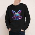 Neon Dripping Baseball And Bats Colorful Sports Art Youth Long Sleeve Tee Neon Dripping Baseball And Bats Colorful Sports Art Youth Long Sleeve Tee