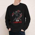 Run I Dare You Baseball Catcher Graphic Players Fans Youth Long Sleeve Tee