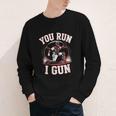 You Run I Gun Baseball Catcher Softball Player Youth Long Sleeve Tee