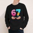 Six Seven 6-7 Baseball Ice Cream Drip 67 Meme Hands Youth Long Sleeve Tee