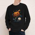 Spooky Halloween Scary Pumpkin Baseball Player Witchy Vibes Youth Long Sleeve Tee Spooky Halloween Scary Pumpkin Baseball Player Witchy Vibes Youth Long Sleeve Tee
