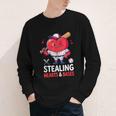 Stealing Hearts And Bases Baseball Player Valentine's Day Youth Long Sleeve Tee Stealing Hearts And Bases Baseball Player Valentine's Day Youth Long Sleeve Tee
